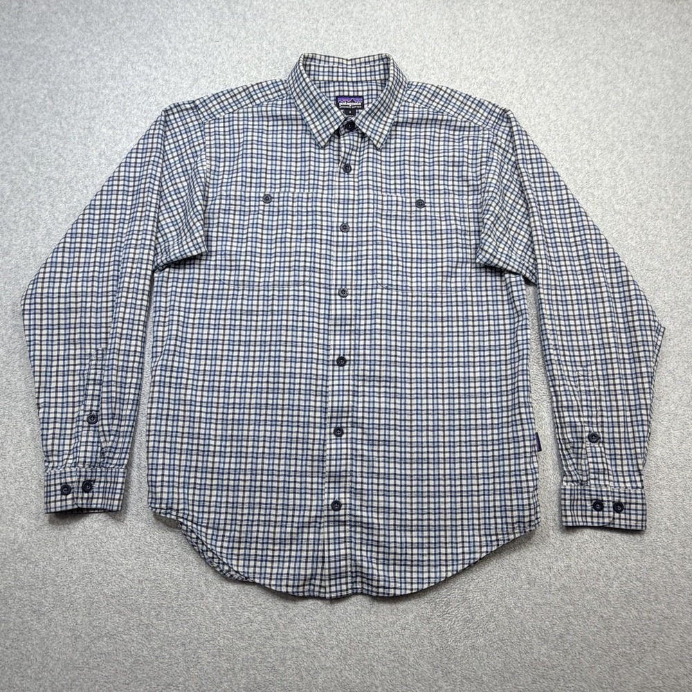 Patagonia Long Sleeve Pima Cotton Shirt Men Small Blue Long Sleeve Button Casual